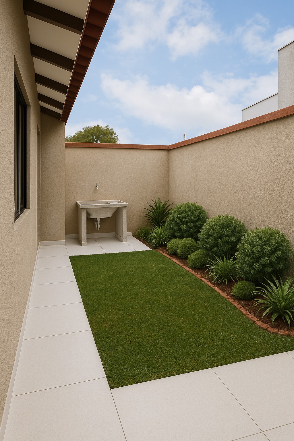 Patio privado engramado